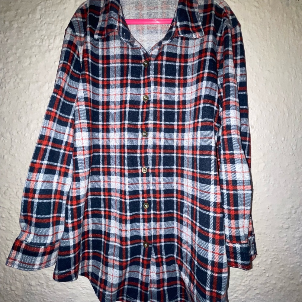 Roommates Plaid Button Down Shirt - Red, Blue, and White